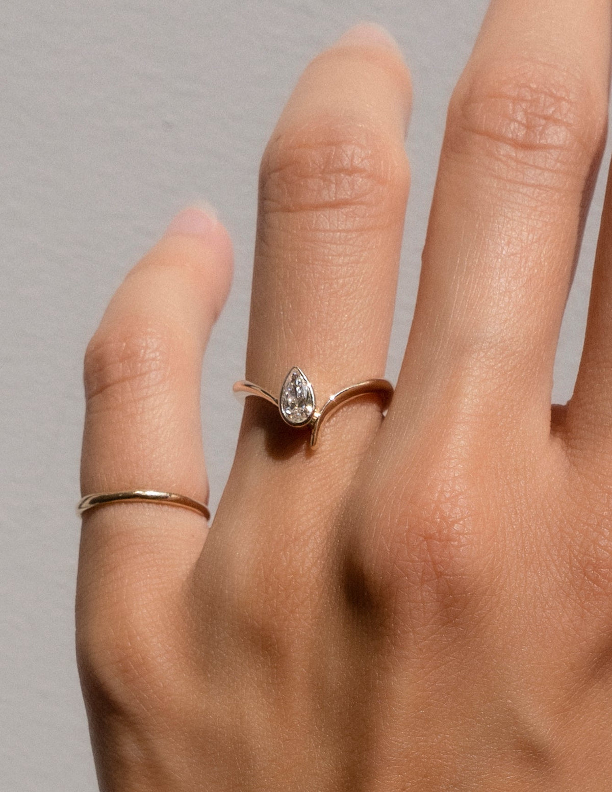 0.5 CT Pear Cut Lab Grown Diamond Solitaire Engagement Ring