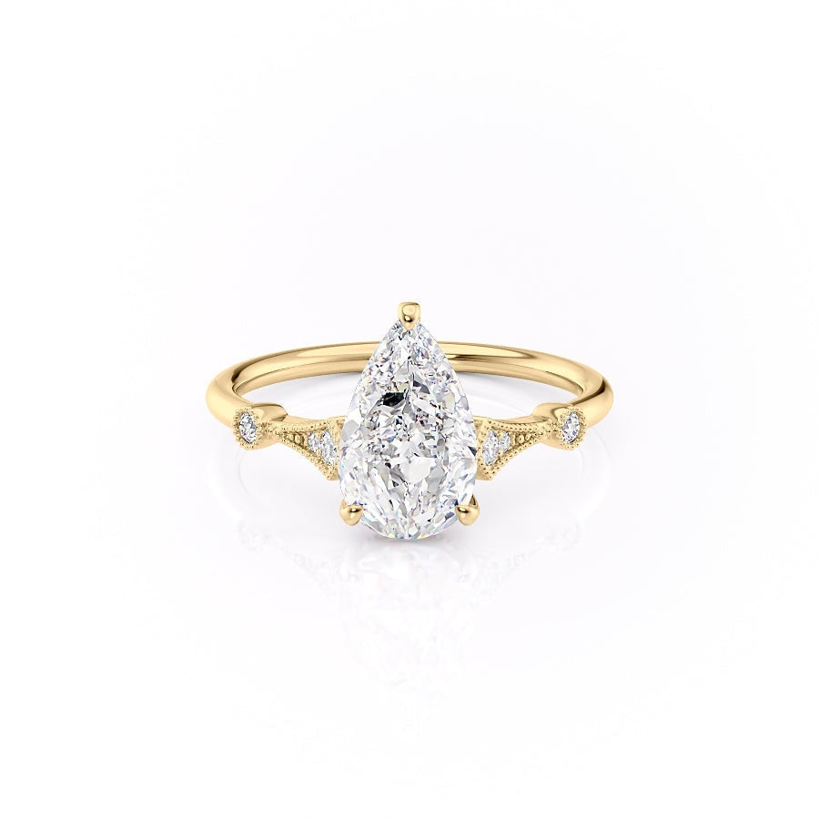 2.0 CT Pear Cut Solitaire Moissanite Engagement Ring.
