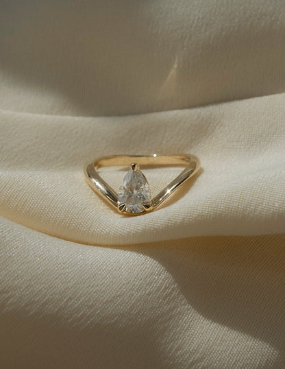 1.0 - 2.0 CT Pear Cut Lab Grown Diamond Solitaire Engagement Ring