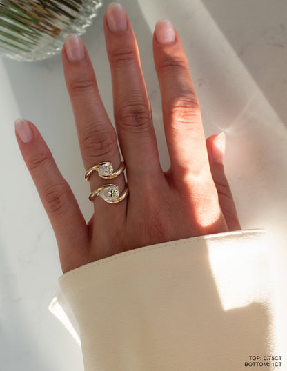 1.0 CT Pear Cut Lab Grown Diamond Solitaire Engagement Ring