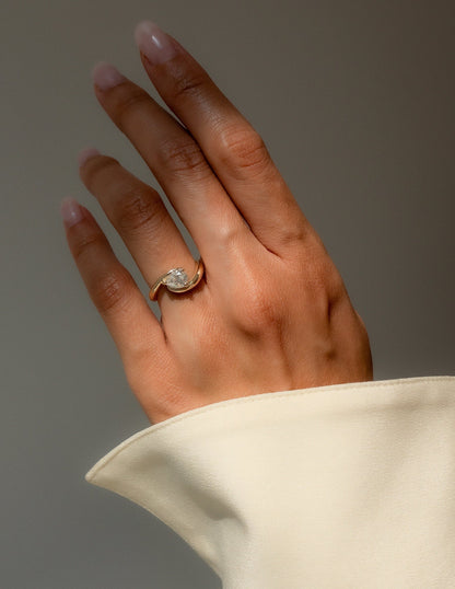 1.0 CT Pear Cut Lab Grown Diamond Solitaire Engagement Ring