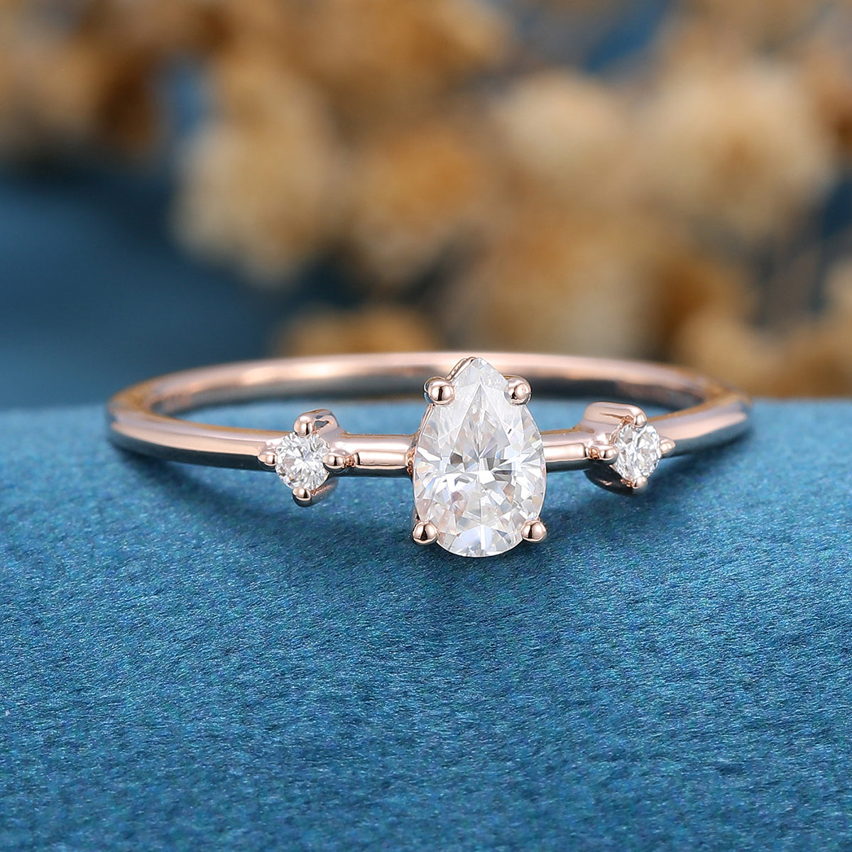 0.39 CT Pear Shaped Moissanite Solitaire Engagement Ring