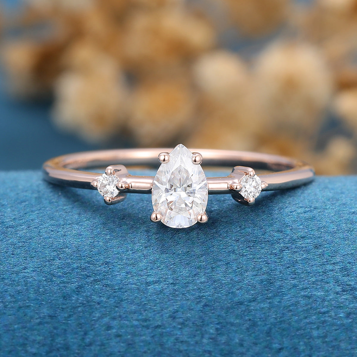 0.39 CT Pear Shaped Moissanite Solitaire Engagement Ring