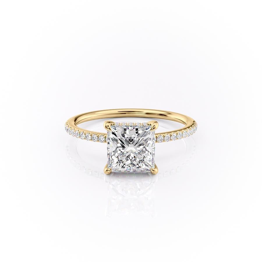 2.08 CT Princess Cut Solitaire Pave Setting Moissanite Engagement Ring