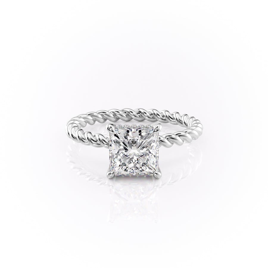 2.51 CT Princess Solitaire & Twisted Band Moissanite Engagement Ring