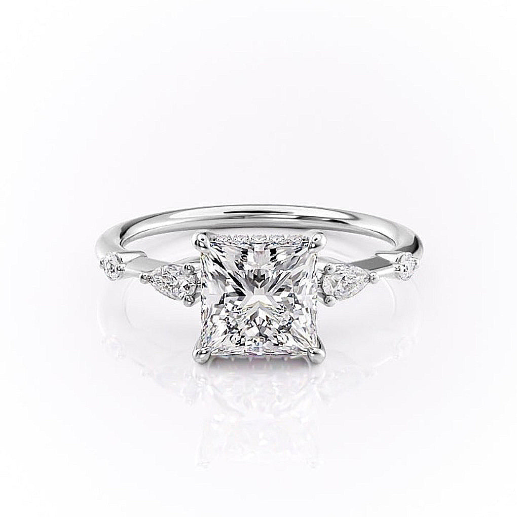 2.08 CT Princess Cut Solitaire Dainty Style Moissanite Engagement Ring