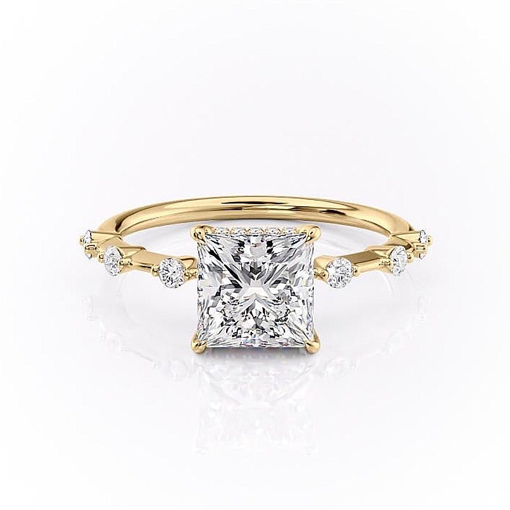2.08 CT Princess Solitaire Dainty Style Moissanite Engagement Ring