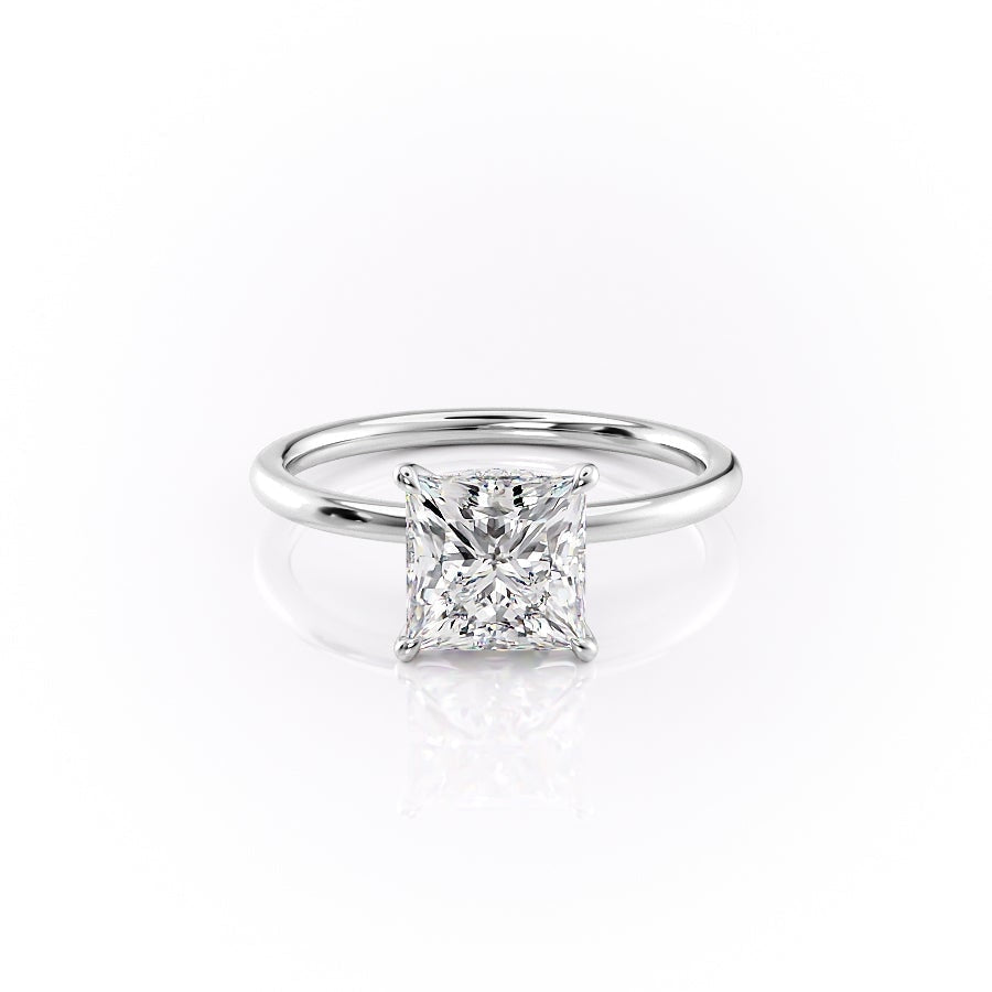 2.08 CT Princess Cut Solitaire Moissanite Engagement Ring