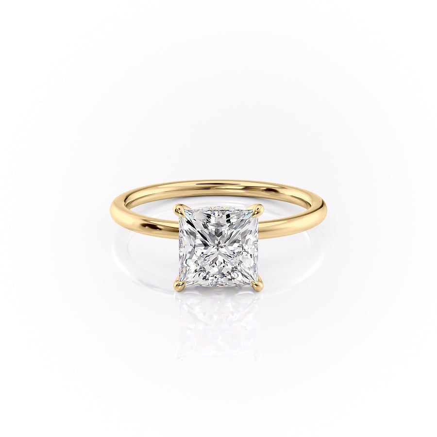 2.08 CT Princess Cut Solitaire Moissanite Engagement Ring