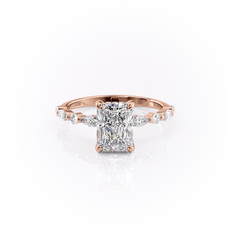 2.1 CT Radiant Cut Solitaire Pave Setting Moissanite Engagement Ring