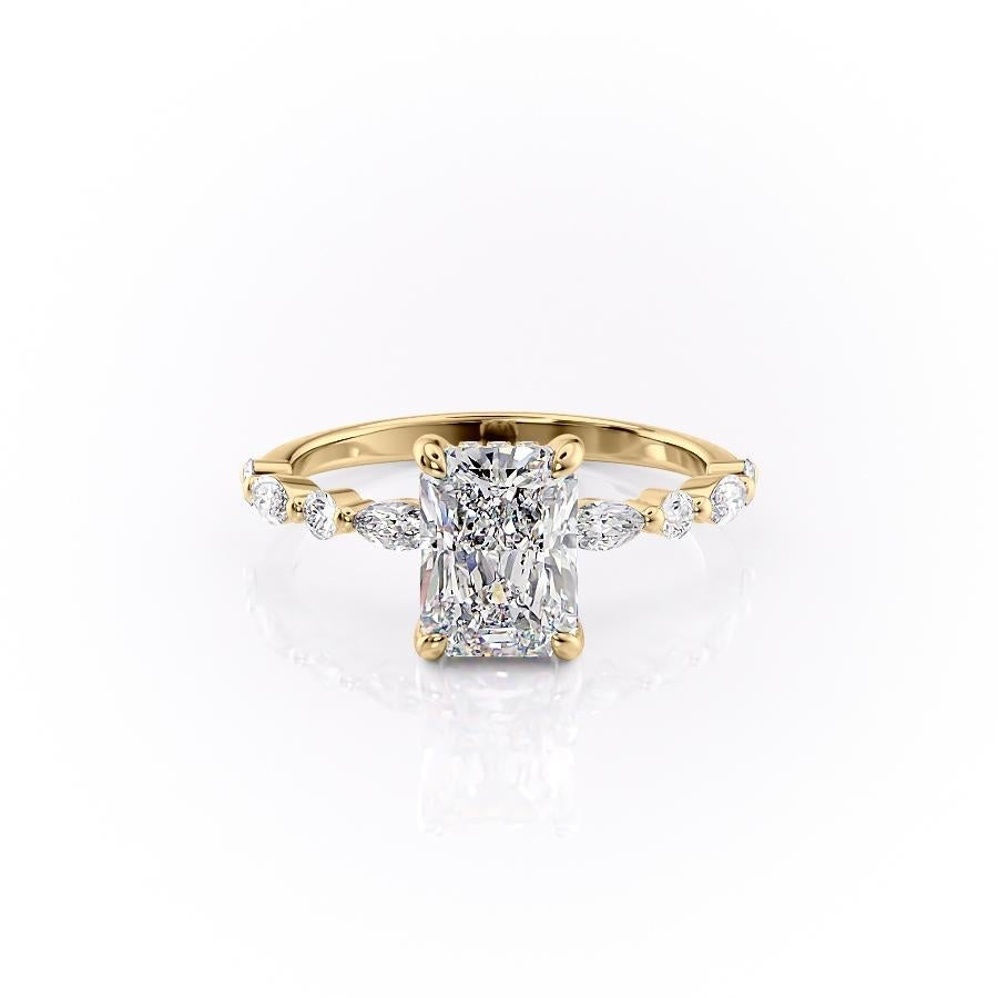 2.1 CT Radiant Cut Solitaire Pave Setting Moissanite Engagement Ring