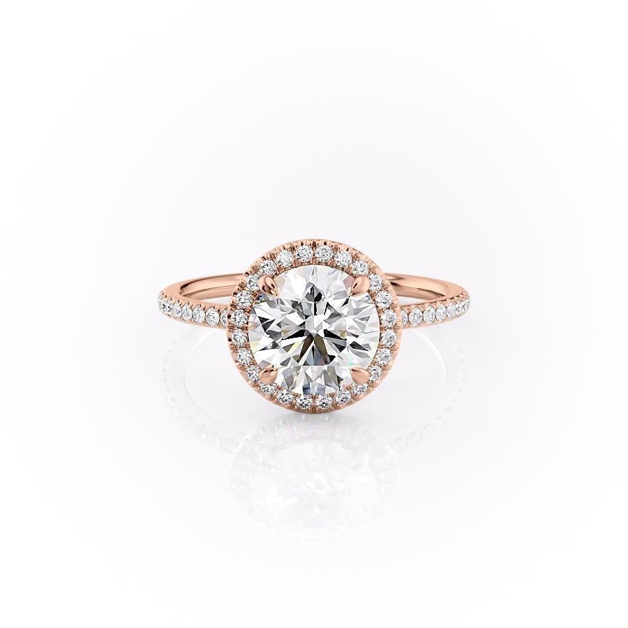 1.90 CT Round Cut Halo Pave Setting Moissanite Engagement Ring