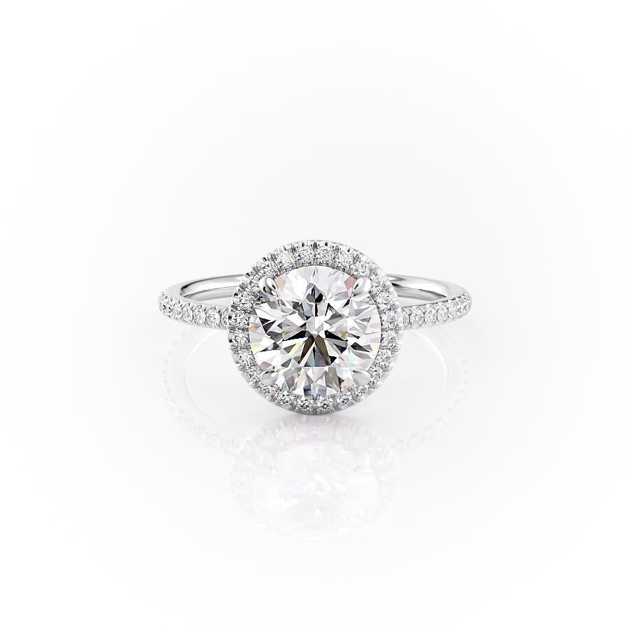 1.90 CT Round Cut Halo Pave Setting Moissanite Engagement Ring