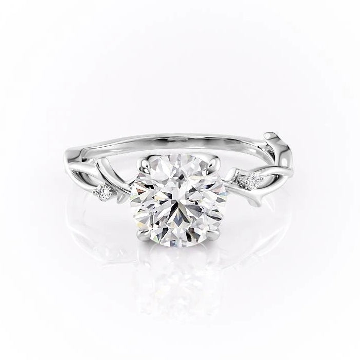 1.90 CT Round Cut Solitaire Twig Style Moissanite Engagement Ring
