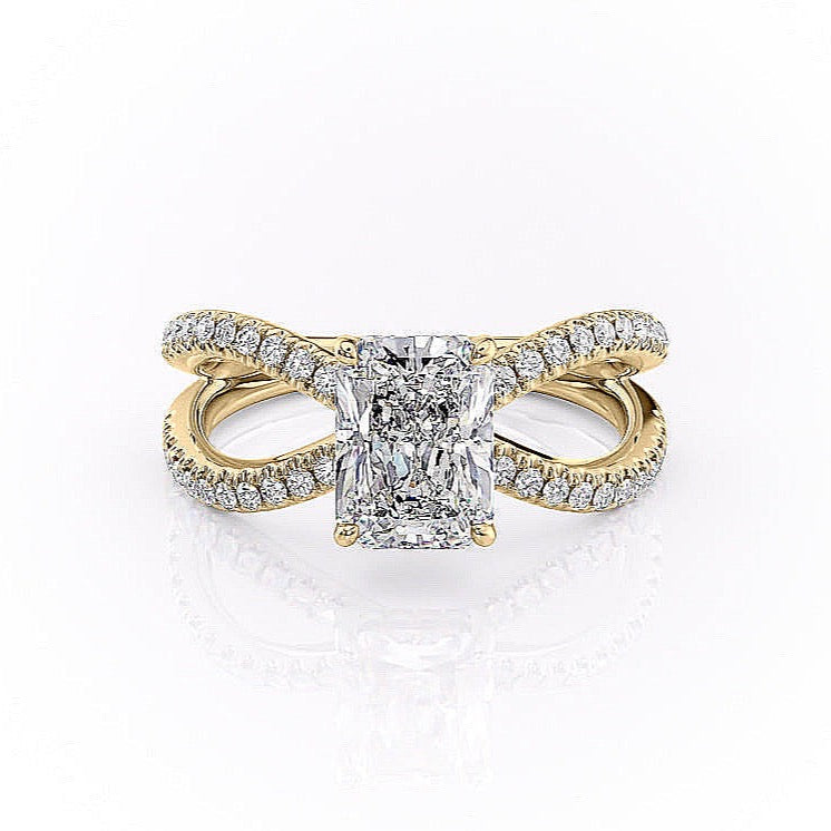 2.0 CT Radiant Cut Solitaire Split Shank Setting Moissanite Engagement Ring