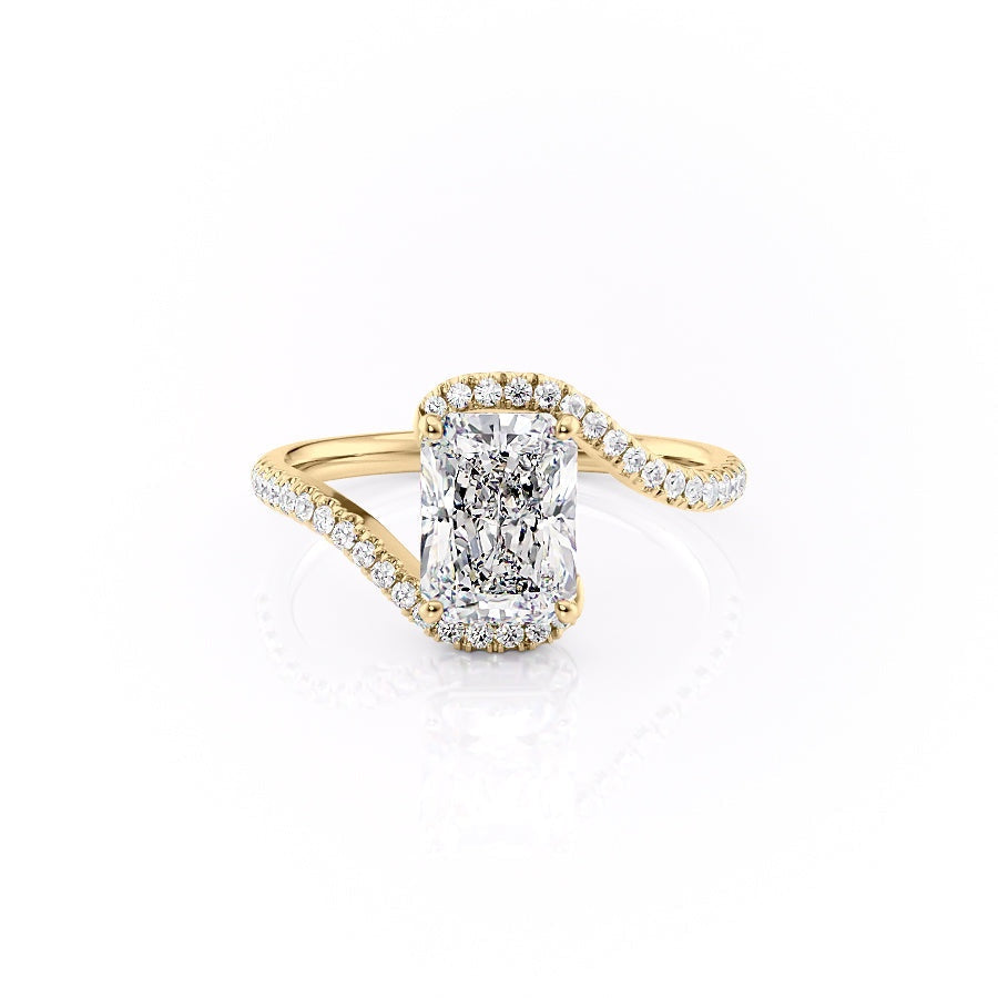 2.0 CT Radiant Cut Solitaire By Pass Setting Moissanite Engagement Ring