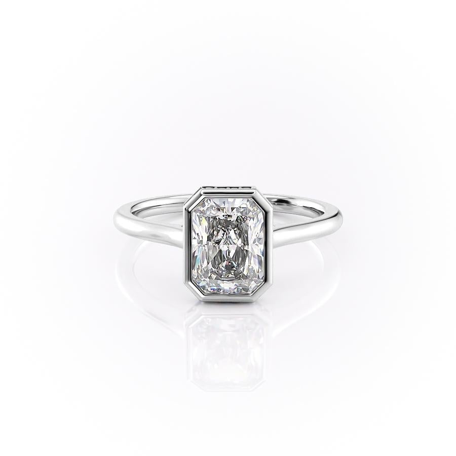 2.1 CT Radiant Cut Bezel Solitaire Moissanite Engagement Ring