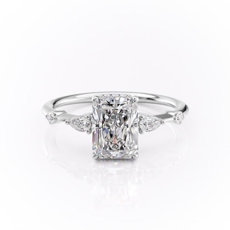2.1 CT Radiant Cut 3 Stones Moissanite Engagement Ring