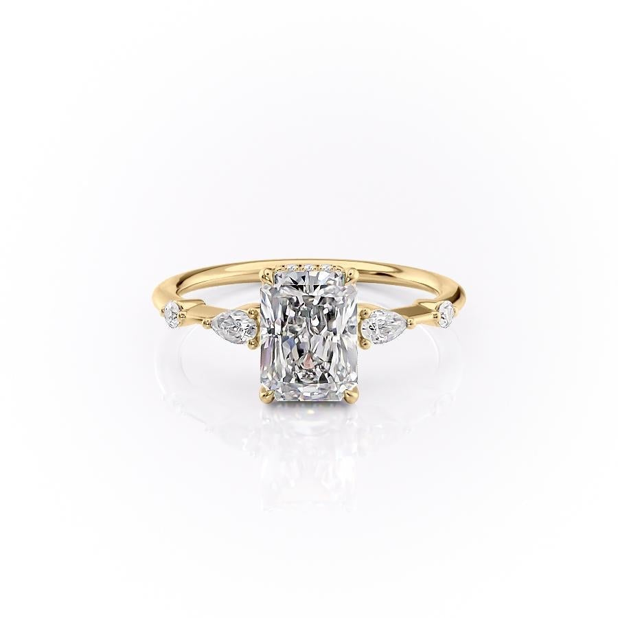 2.1 CT Radiant Cut 3 Stones Moissanite Engagement Ring