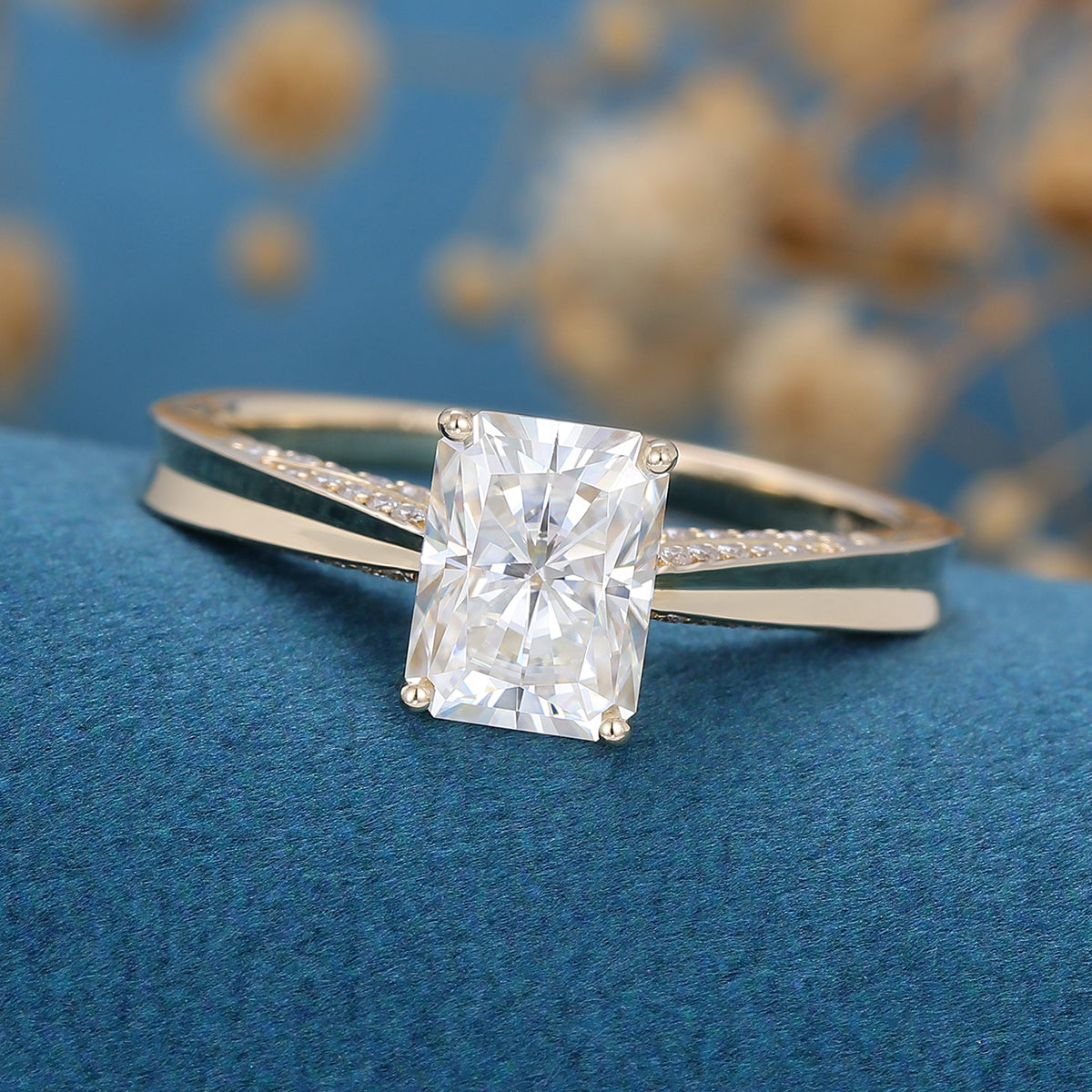 1.68 CT Radiant Shaped Moissanite Solitaire Engagement Ring
