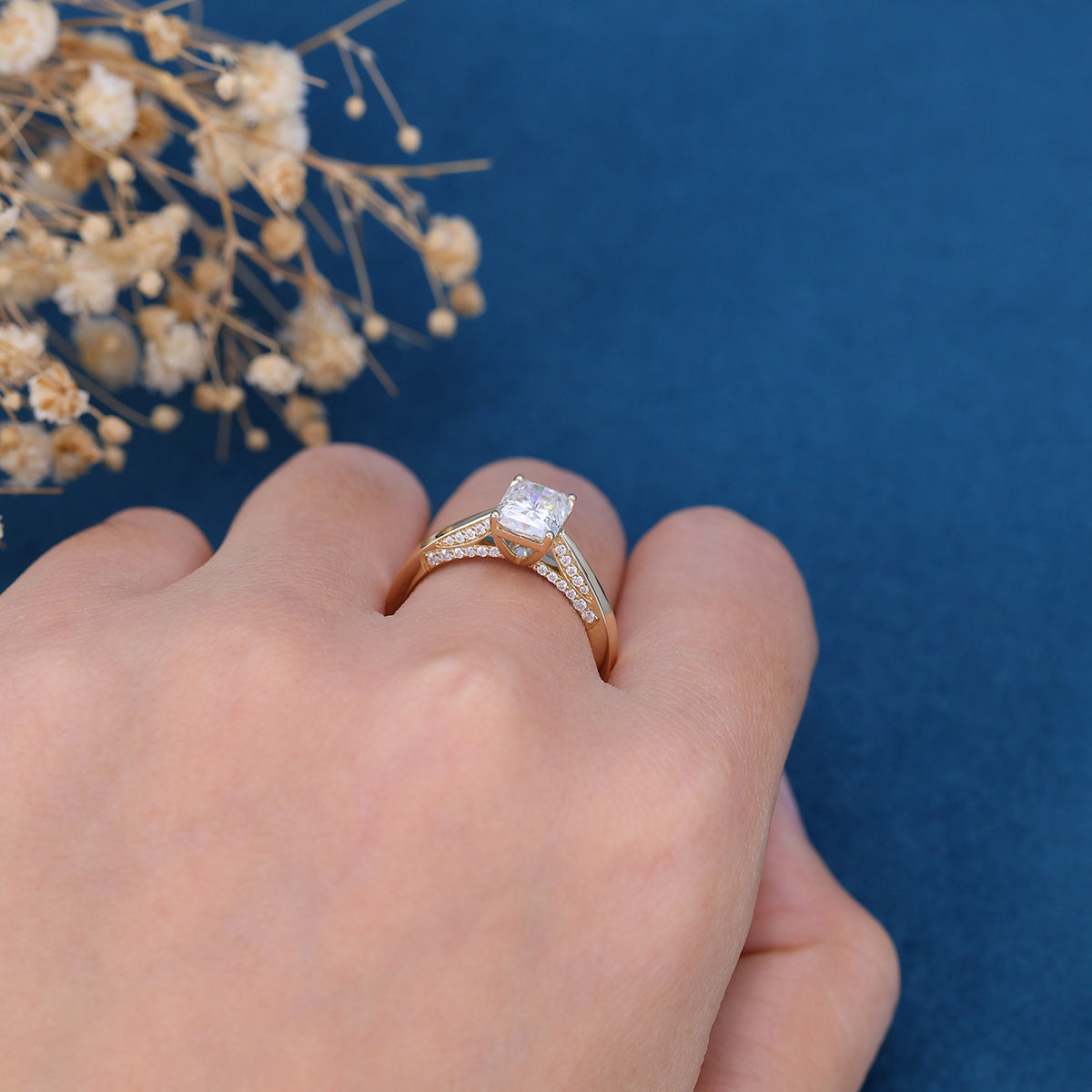 1.68 CT Radiant Shaped Moissanite Solitaire Engagement Ring