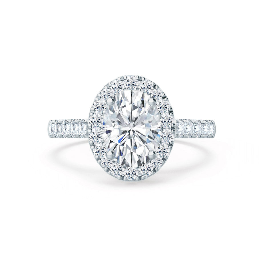 1.50 CT Oval Shaped Moissanite Halo Style Engagement Ring