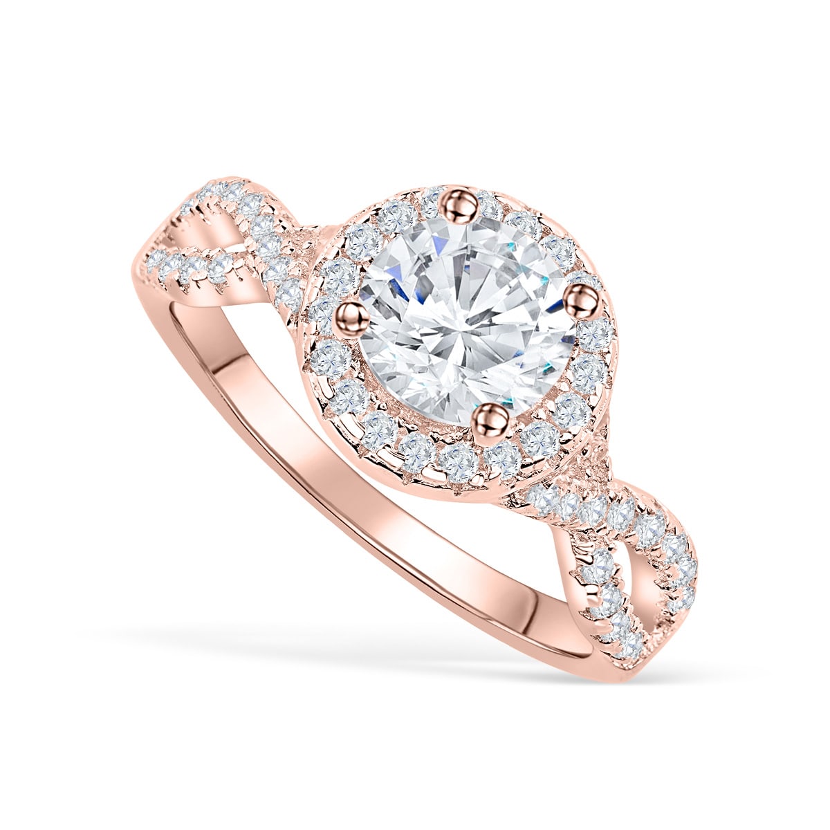 1.50 CT Oval Cut Halo Twisted Pave Moissanite Engagement Ring