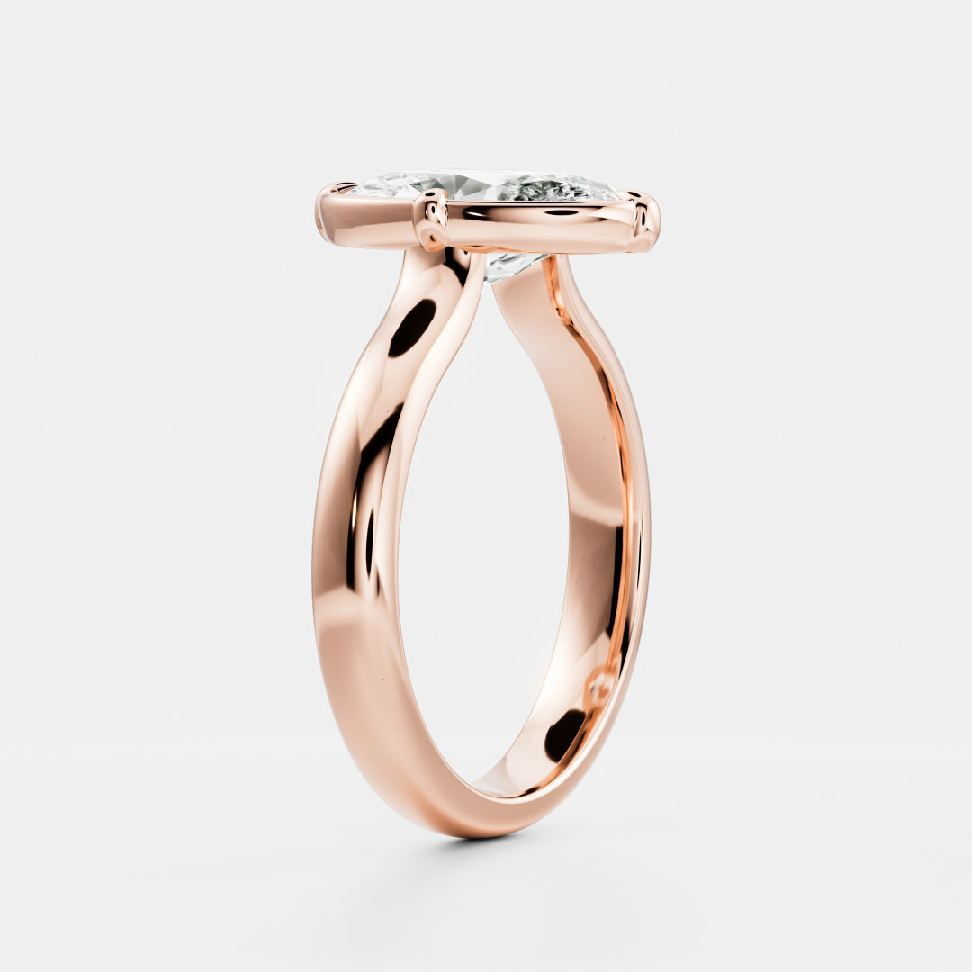 2 CT Moval : Bezel Solitaire Prongs Lab Grown Diamond Engagement Ring