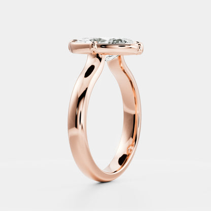 2 CT Moval : Bezel Solitaire Prongs Lab Grown Diamond Engagement Ring