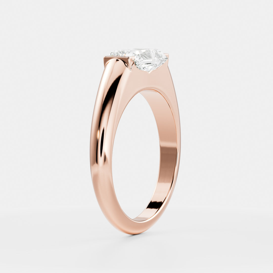 1.5 CT Radiant: Half Bezel Signet Lab Grown Diamond