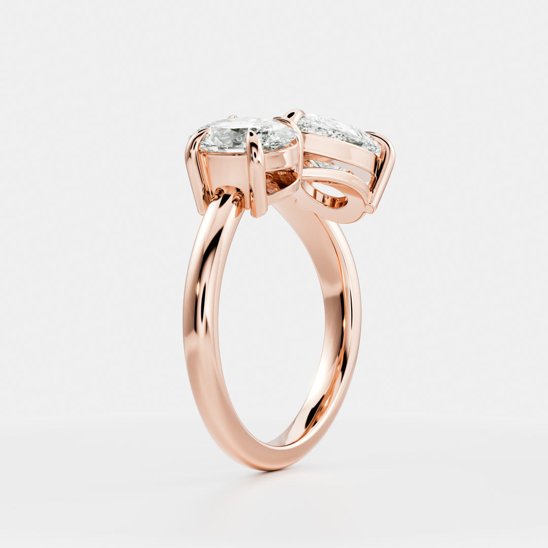 2 CT Oval & Pear: Curved Toi Et Moi Lab Grown Diamond