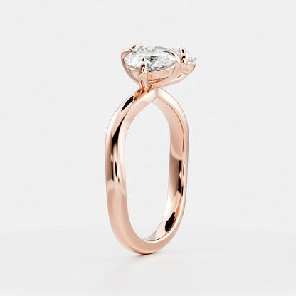 2 CT Pear & Oval: Curved Toi Et Moi Lab Grown Diamond Engagement Ring