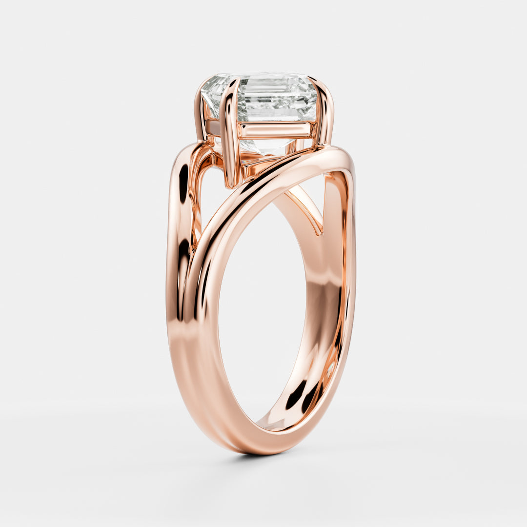 East-West Asscher: Split Shank Lab Grown Diamond