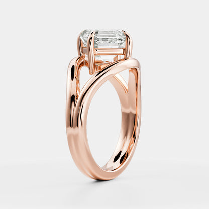 East-West Asscher: Split Shank Lab Grown Diamond