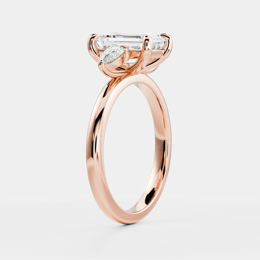 Emerald: Three Stone Lab Grown Diamond