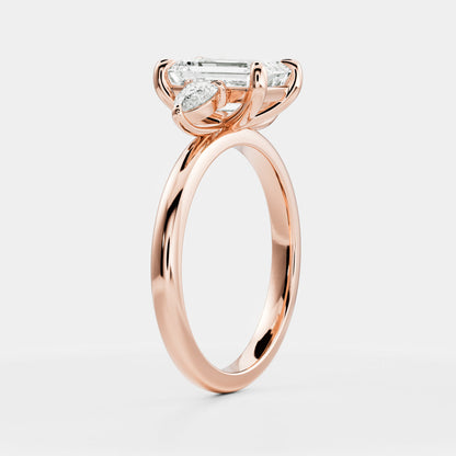 Emerald: Three Stone Lab Grown Diamond
