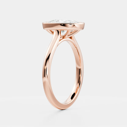 1.5 CT Elongated Cushion: Bezel Lab Grown Diamond Engagement Ring
