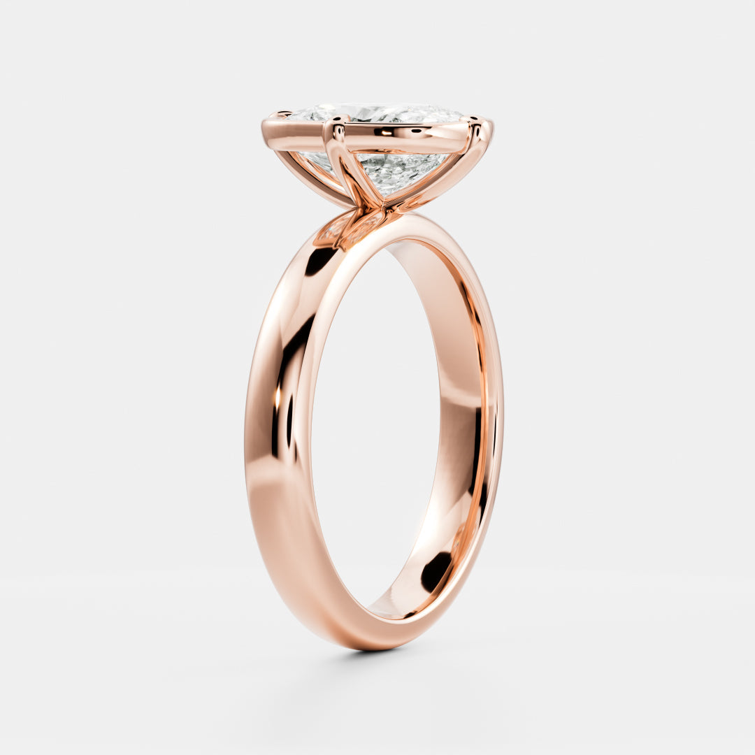 2.5 CT Elongated Cushion: Pronged Bezel Lab Grown Diamond Engagement Ring