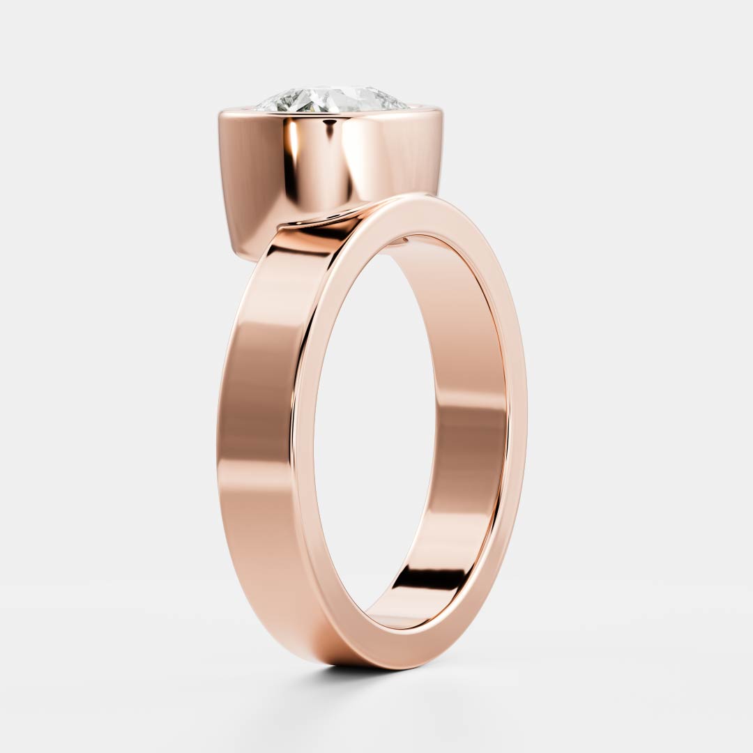 East-West Elongated Cushion: Chunky Bezel Solitarie Lab Grown Diamond