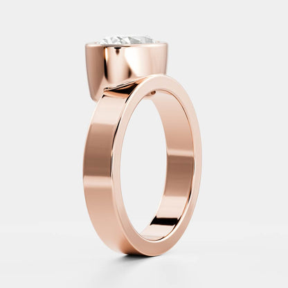 East-West Oval: Chunky Bezel Solitaire Lab Grown Diamond