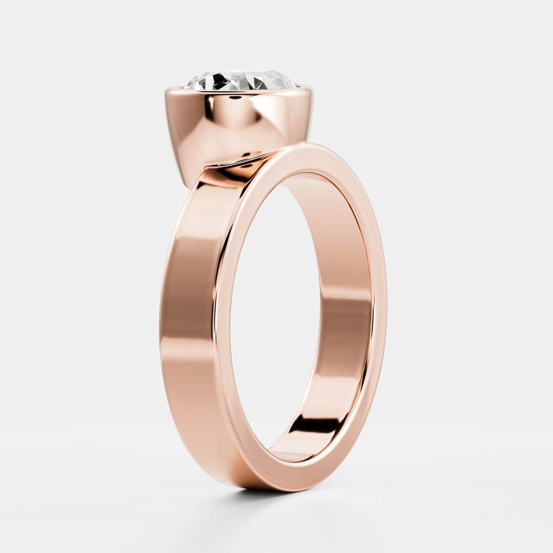 East-West Pear: Chunky Bezel Solitaire Lab Grown Diamond