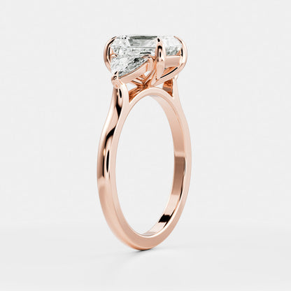 2 CT Radiant: Three Stone Lab Grown Diamond Engagement Ring