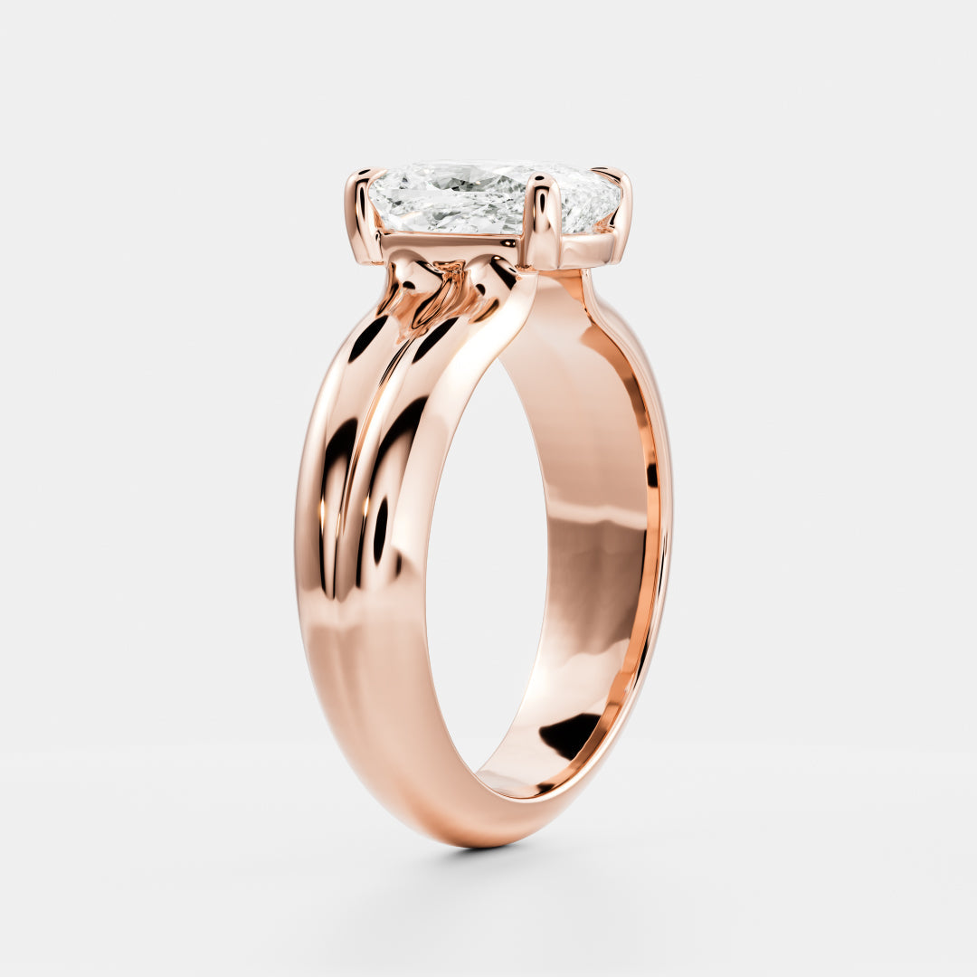 2 CT Elongated Cushion: Pronged Bezel Lab Grown Diamond Engagement Ring
