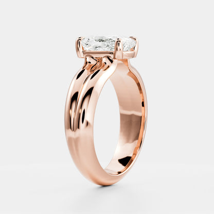 2 CT Elongated Cushion: Pronged Bezel Lab Grown Diamond Engagement Ring
