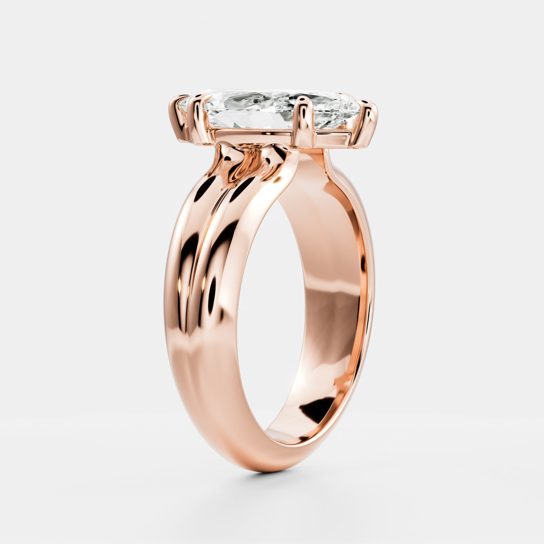 Marquise: Double Band Solitaire Lab Grown Diamond