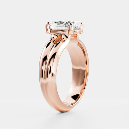 2 CT Oval: Pronged Bezel Lab Grown Diamond Engagement Ring