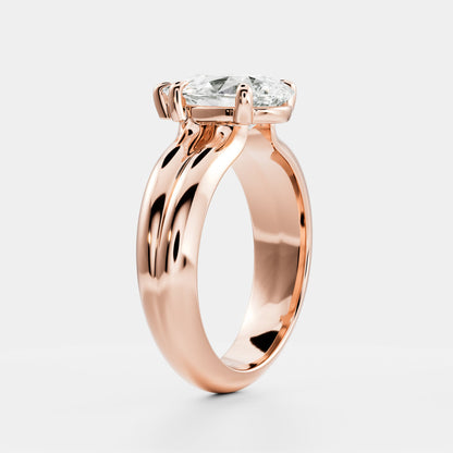 Pear: Double Band Solitaire Lab Grown Diamond
