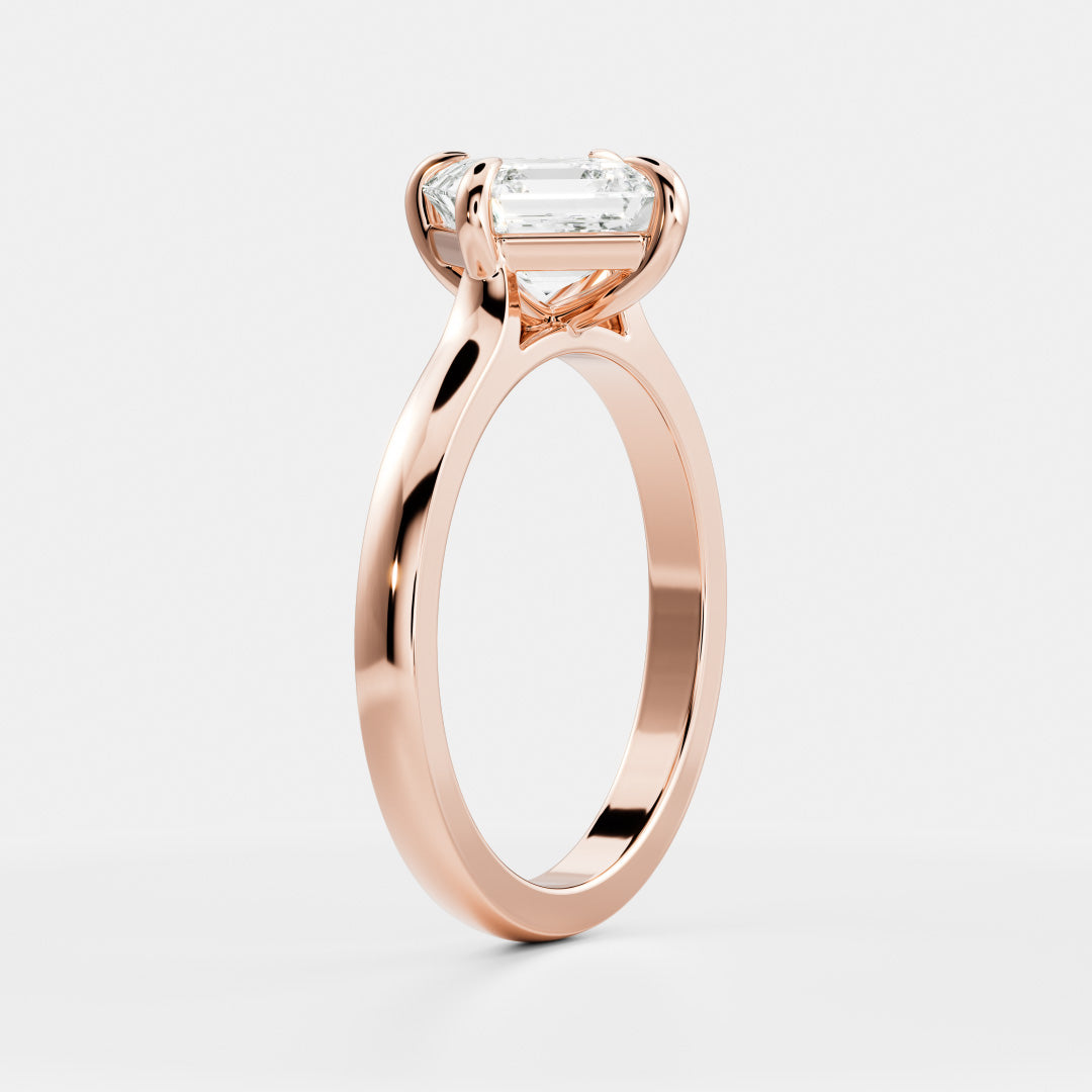 2 CT East-West Asscher: Cathedral Solitaire Lab Grown Diamond Engagement Ring