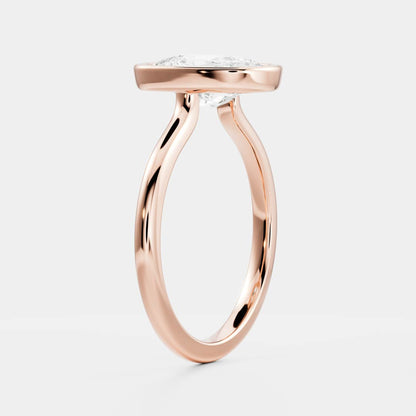 1.5 CT Elongated Cushion: Bezel Lab Grown Diamond Engagement Ring