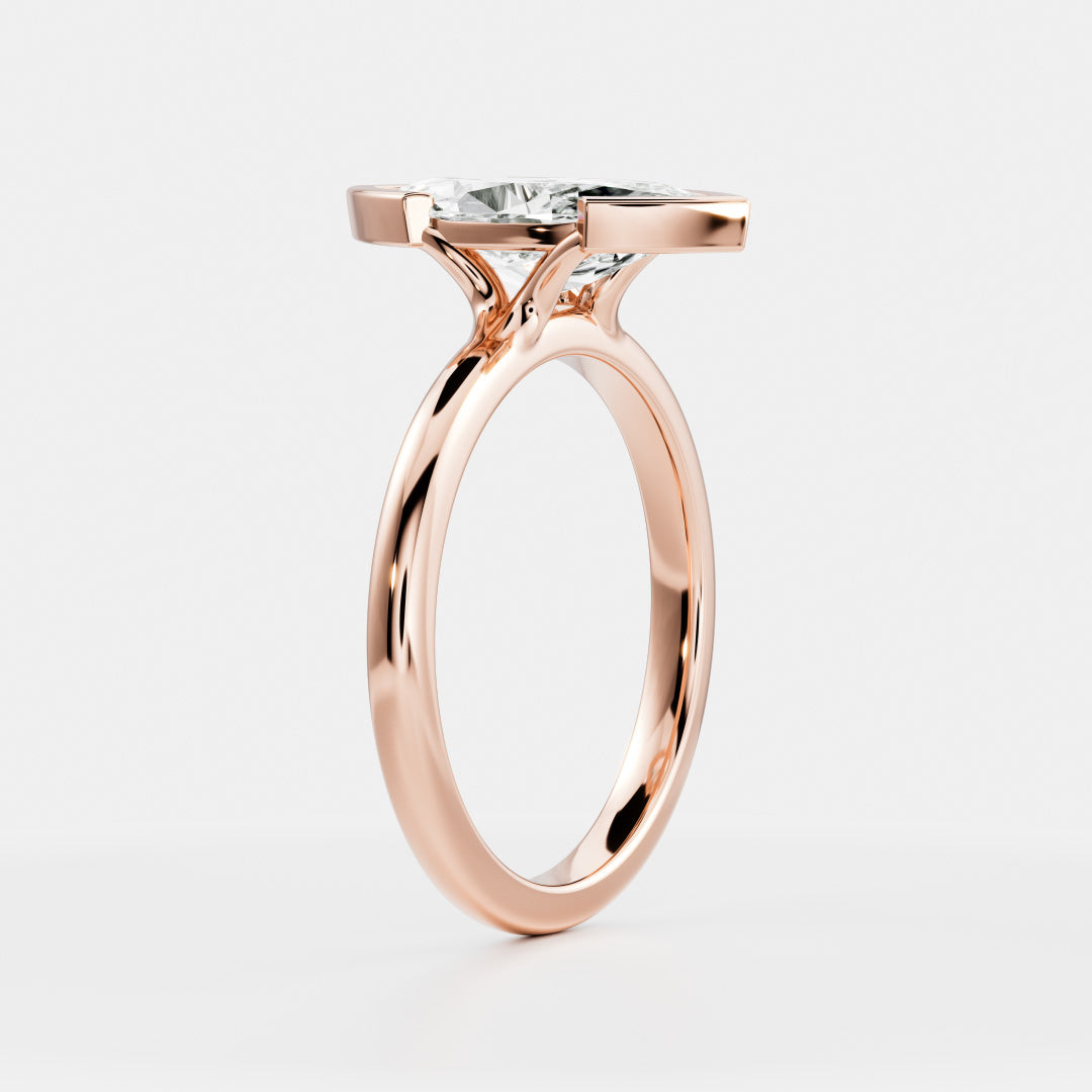 2 CT Marquise: Bezel Half Lab Grown Diamond